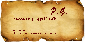 Parovsky Győző névjegykártya